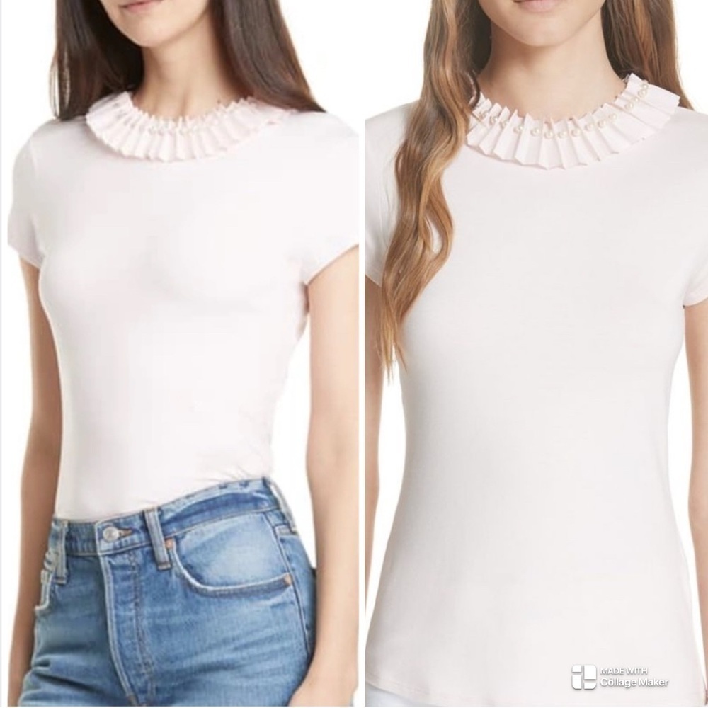 Ted Baker Nikita Elegant White Ruffled Collar Women's Top